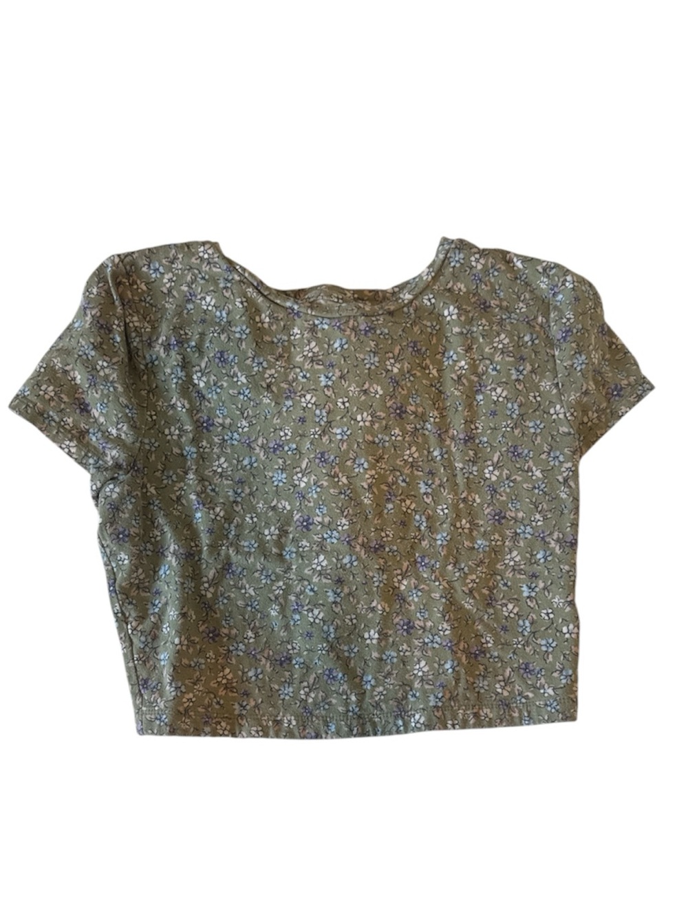 Aeropostale Olive Green Floral Crop Top